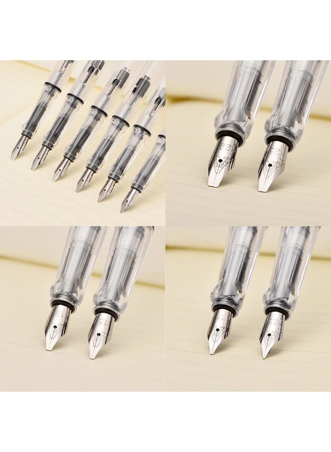 Lanxivi Yongsheng Calligraphy Fountain Pen Set Transparent Clear, 6 Assorted Tip Sizes for Art Drawing and Writing Signature - Image 3