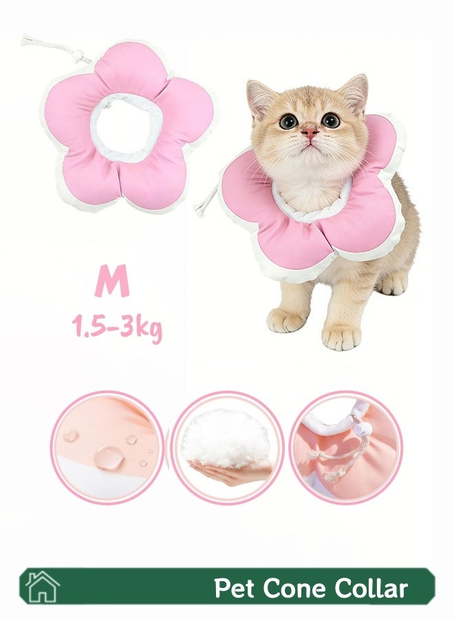 طوق مخروطي للقطط والكلاب، طوق مخروطي قابل للتعديل للقطط لمنع اللعق بعد الجراحة، أطواق إليزابيثية للحيوانات الأليفة، طوق مخروطي لحماية الرقبة أثناء التعافي، للكلاب والقطط والجراء والأرانب لحماية الجروح بعد الجراحة (وردي) - Image 1