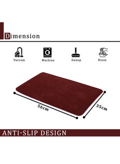 Kuber Industries Kuber Industries Pack of 2 Anti-Skid Door Mats For Home | Soft, Washable Microfibre & Water Soaking Floor/Bathroom Mat - Maroon & Grey  - Image 3