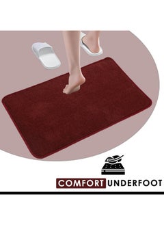 Kuber Industries Kuber Industries Pack of 2 Anti-Skid Door Mats For Home | Soft, Washable Microfibre & Water Soaking Floor/Bathroom Mat - Maroon & Grey  - Image 5