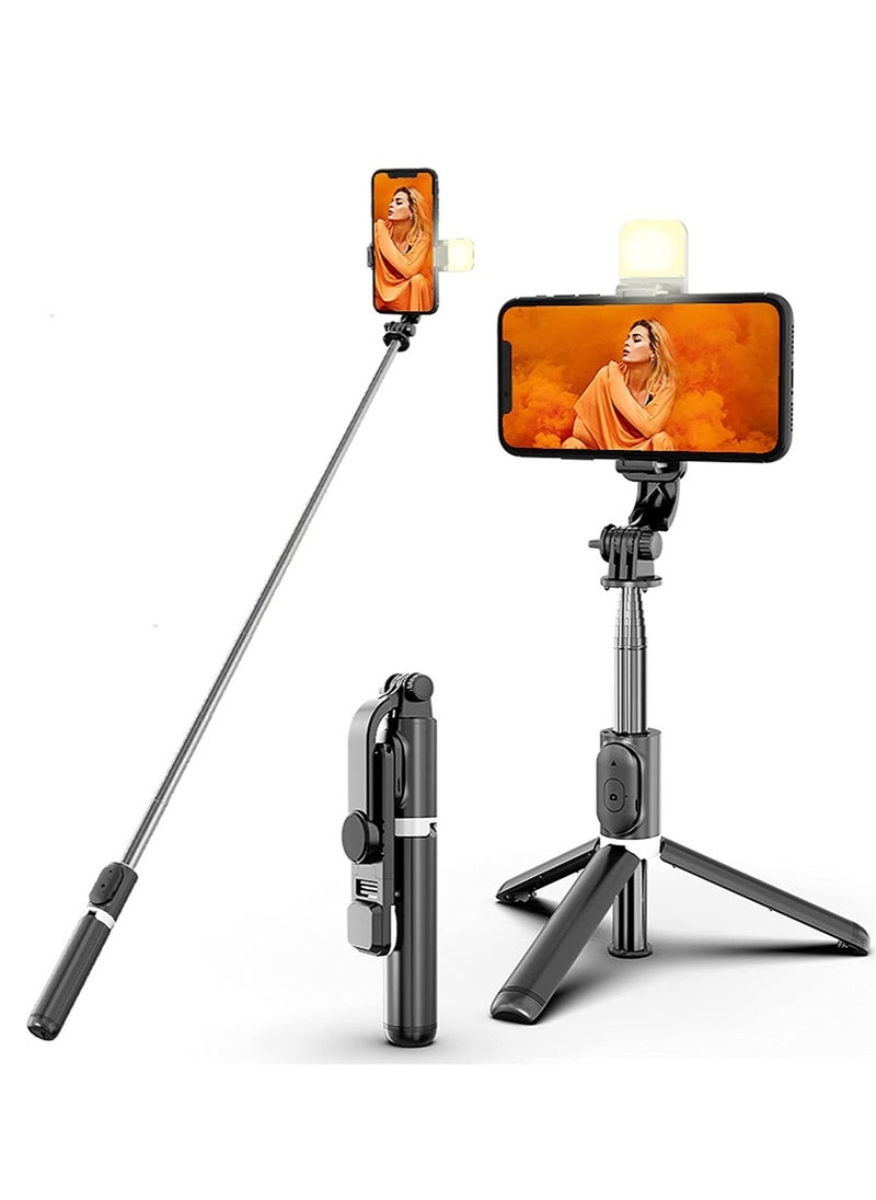 Portable Selfie Stick Tripod with Light with Detachable Bluetooth Remote,41 Inch Extendable Tripod Compatible with IPhone 13 Pro/12/11 Pro/Max/XS/XR/X and Samsung Galaxy S10/S9 Plus