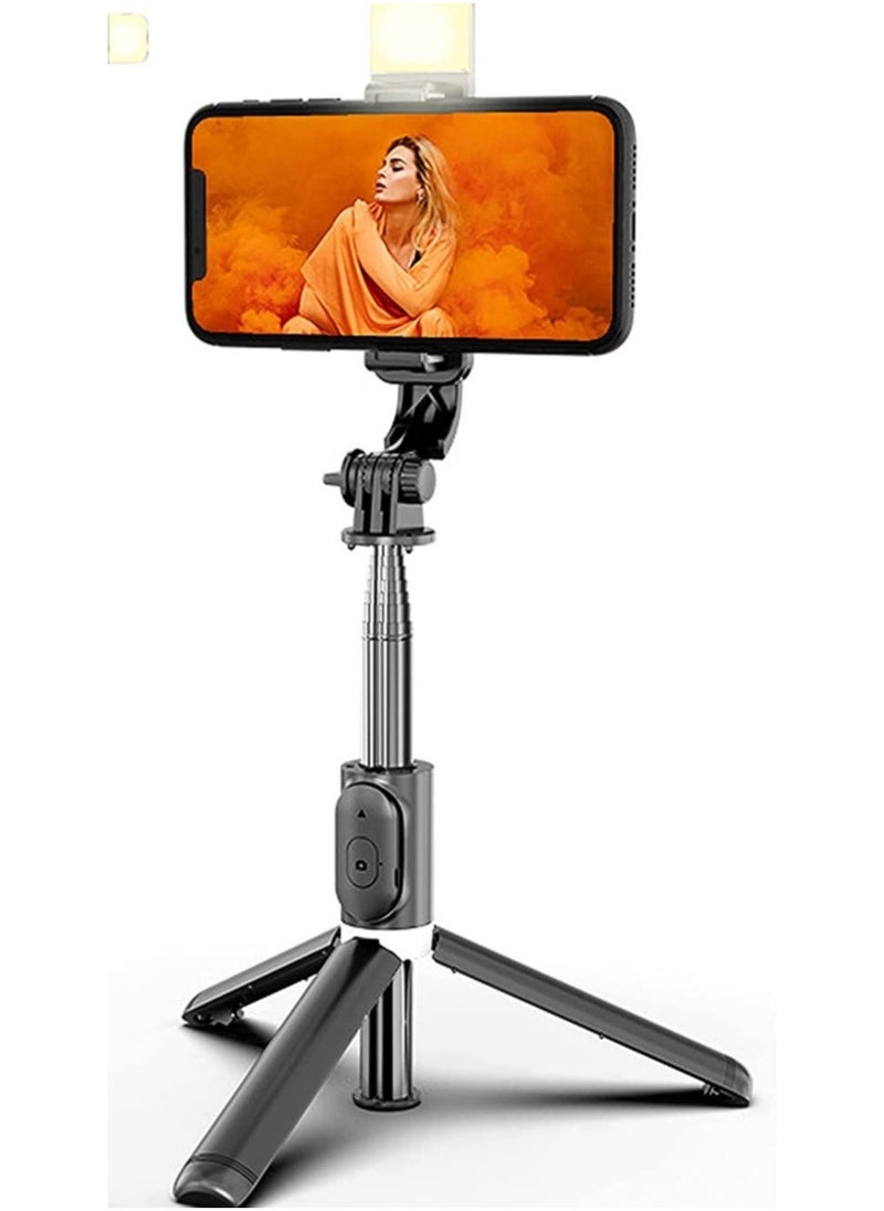 Portable Selfie Stick Tripod with Light with Detachable Bluetooth Remote,41 Inch Extendable Tripod Compatible with IPhone 13 Pro/12/11 Pro/Max/XS/XR/X and Samsung Galaxy S10/S9 Plus