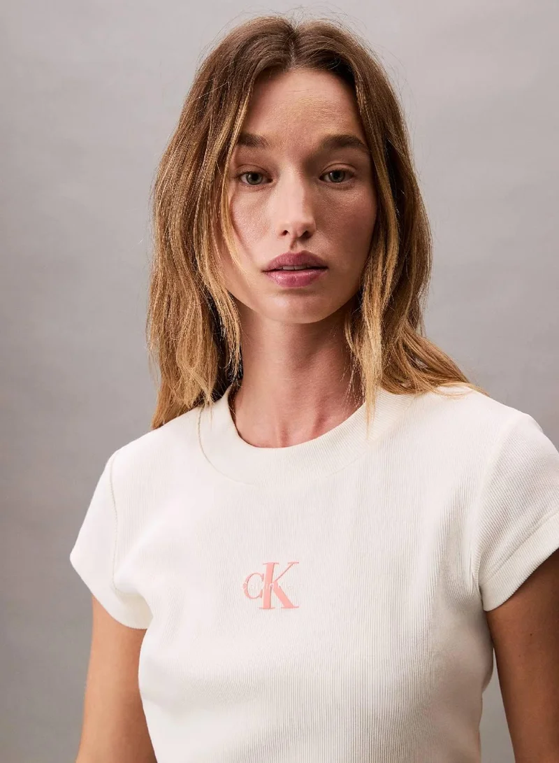 Calvin Klein Jeans Sweet Corn Slim Monogram T-shirt for Women | Best Price UAE