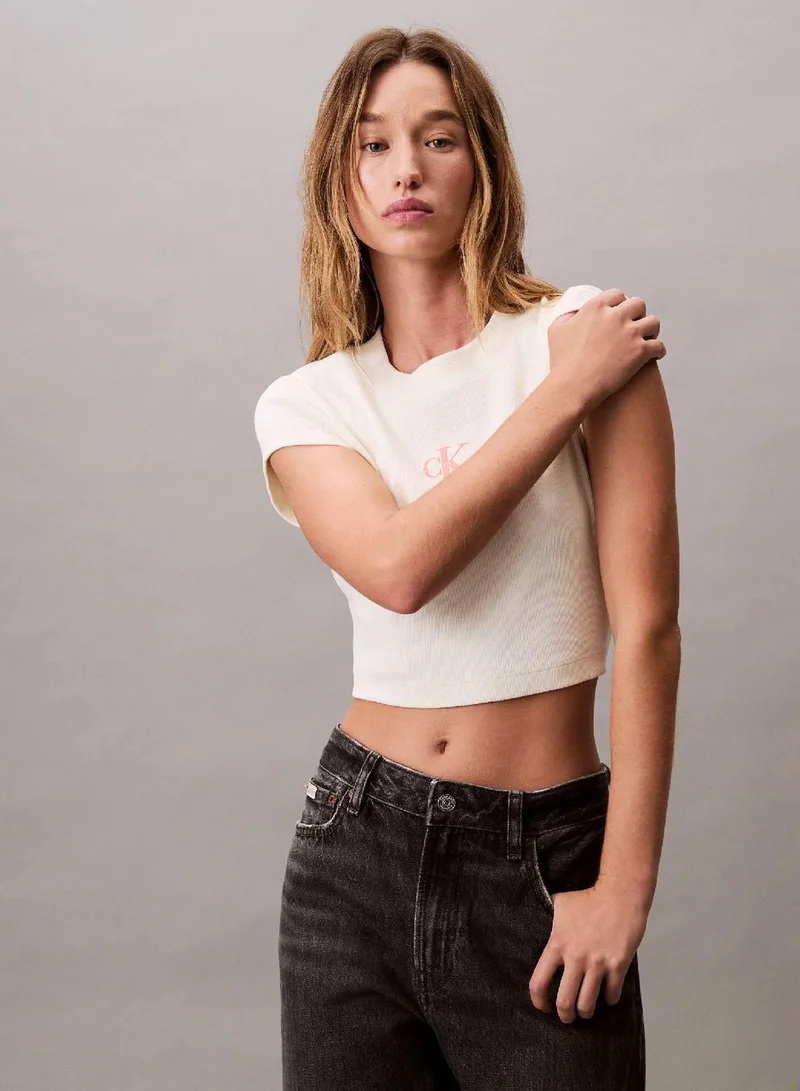Calvin Klein Jeans Sweet Corn Slim Monogram T-shirt for Women | Best Price UAE