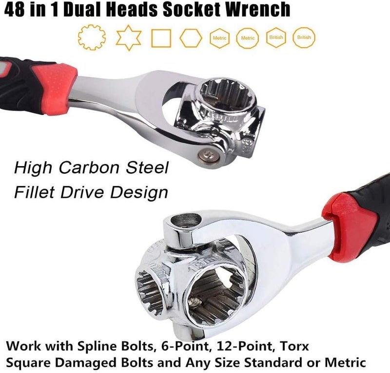 URM Enterprises Universal 48 in 1 Fixed Square Hex Torx Socket Wrench Multifunction Wrench Tool with 360 Degree Rotating Head Spanner Tool - Image 3