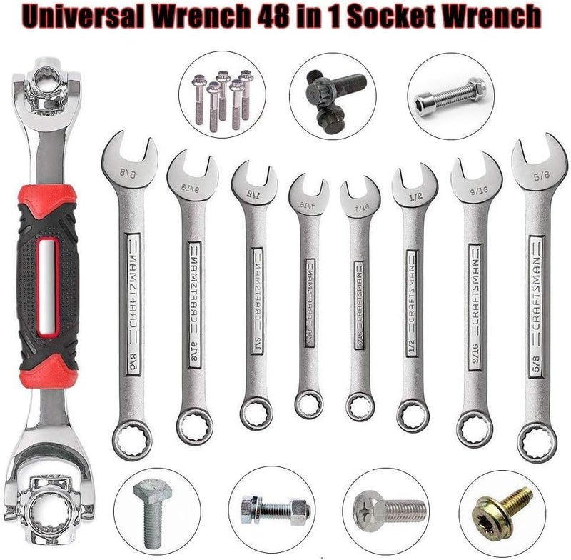 URM Enterprises Universal 48 in 1 Fixed Square Hex Torx Socket Wrench Multifunction Wrench Tool with 360 Degree Rotating Head Spanner Tool - Image 2