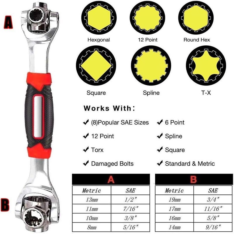 URM Enterprises Universal 48 in 1 Fixed Square Hex Torx Socket Wrench Multifunction Wrench Tool with 360 Degree Rotating Head Spanner Tool - Image 4
