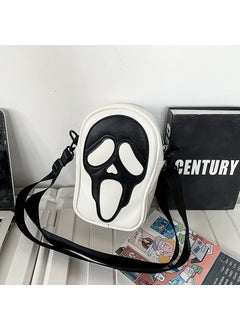 Unisex Korean Trendy Ghost Skull Crossbody Bag White