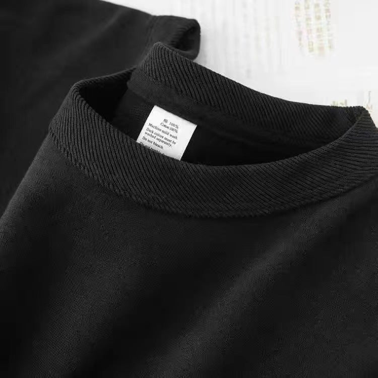 Good quality cotton! 250g Heavy Cotton White Short-sleeved T-shirt Xinjiang Cotton Soft Waxy Skin-friendly Loose Simple Top - Image 1