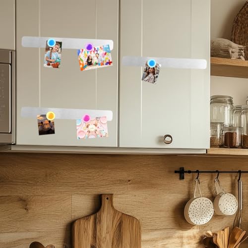 LINXIU Frameless Magnetic Stainless Iron Board Strips, Adhesive Backing Bulletin Bar Board with 10 Pieces Colorful Magnet, Memo Strip for Office Home 4Pcs - Image 5
