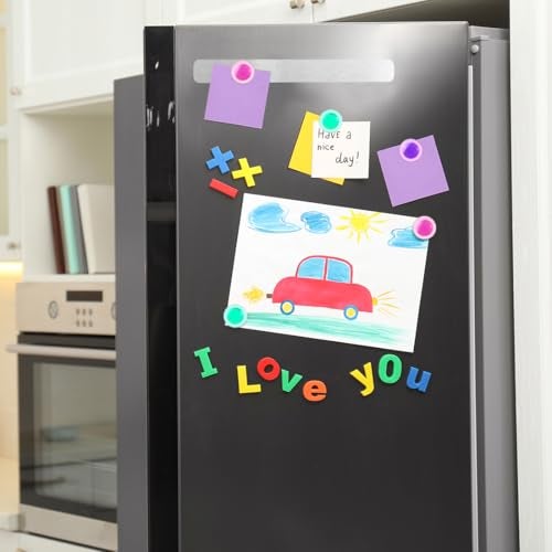 LINXIU Frameless Magnetic Stainless Iron Board Strips, Adhesive Backing Bulletin Bar Board with 10 Pieces Colorful Magnet, Memo Strip for Office Home 4Pcs - Image 4