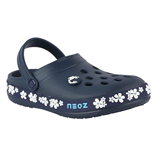 Neoz Casual Slingback Clogs for Kids with Soft Sole | Slip-On Breathable, Lightweight | Comfortable & Durable | Stylish Indoor & Outdoor Sandals Clogs for Kids, K-JASMINE-NAVY_3 - Image 1