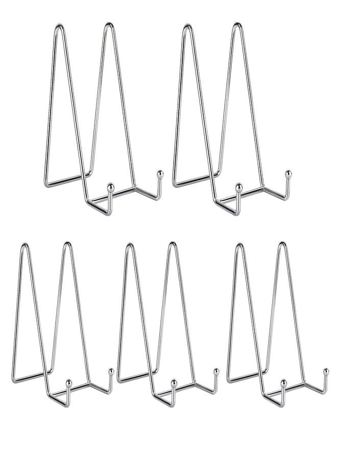 Kruodop 6 Inch Plate Stands for Display, 5 Pack Plate Holder Display Stand, Black Metal Frame Easel Holder Stand for Pictures,Book, Photo, Decorative Plate, Silver - Image 1