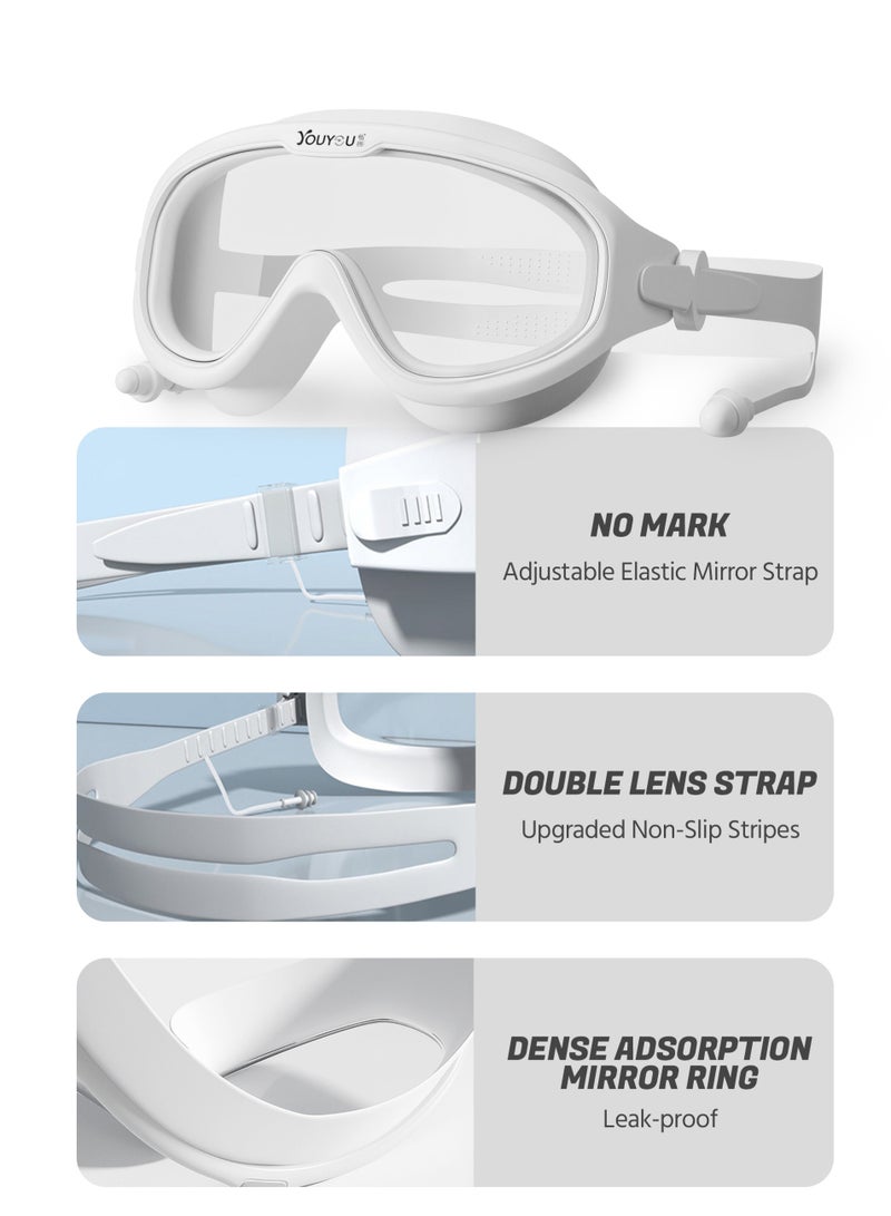 مجموعة 3 قطع سدادات أذن مقاومة للماء ومشبك أنف مع نظارات سباحة شاملة ضد التسرب - Image 3