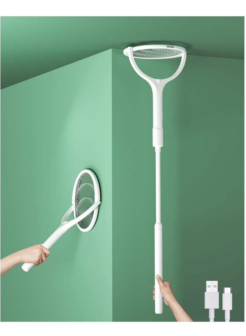 SOLARAE Bug Zapper Electric Fly Swatter Racket Racket Mosquito Zapper Rotating Head Rechargeable Indoor Bug Zapper Fruit Fly Zapper Spider Killer Gnat Trap Wasp Catcher with a Telescopic Extension Wand - Image 1