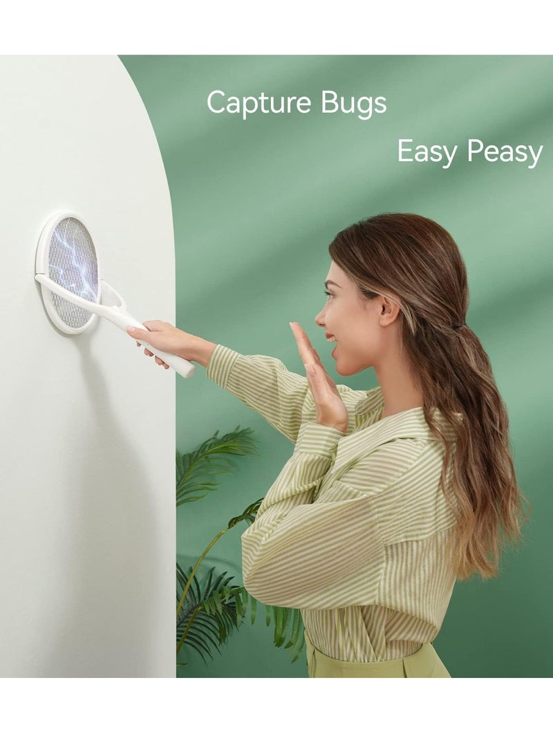 SOLARAE Bug Zapper Electric Fly Swatter Racket Racket Mosquito Zapper Rotating Head Rechargeable Indoor Bug Zapper Fruit Fly Zapper Spider Killer Gnat Trap Wasp Catcher with a Telescopic Extension Wand - Image 2