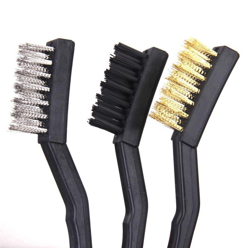 ChgImposs 3Pcs Mini Wire Brush Set, Nylon Brass Stainless Steel Wire Brush for Cleaning Welding Slag Scrubbing and Rust - Image 5