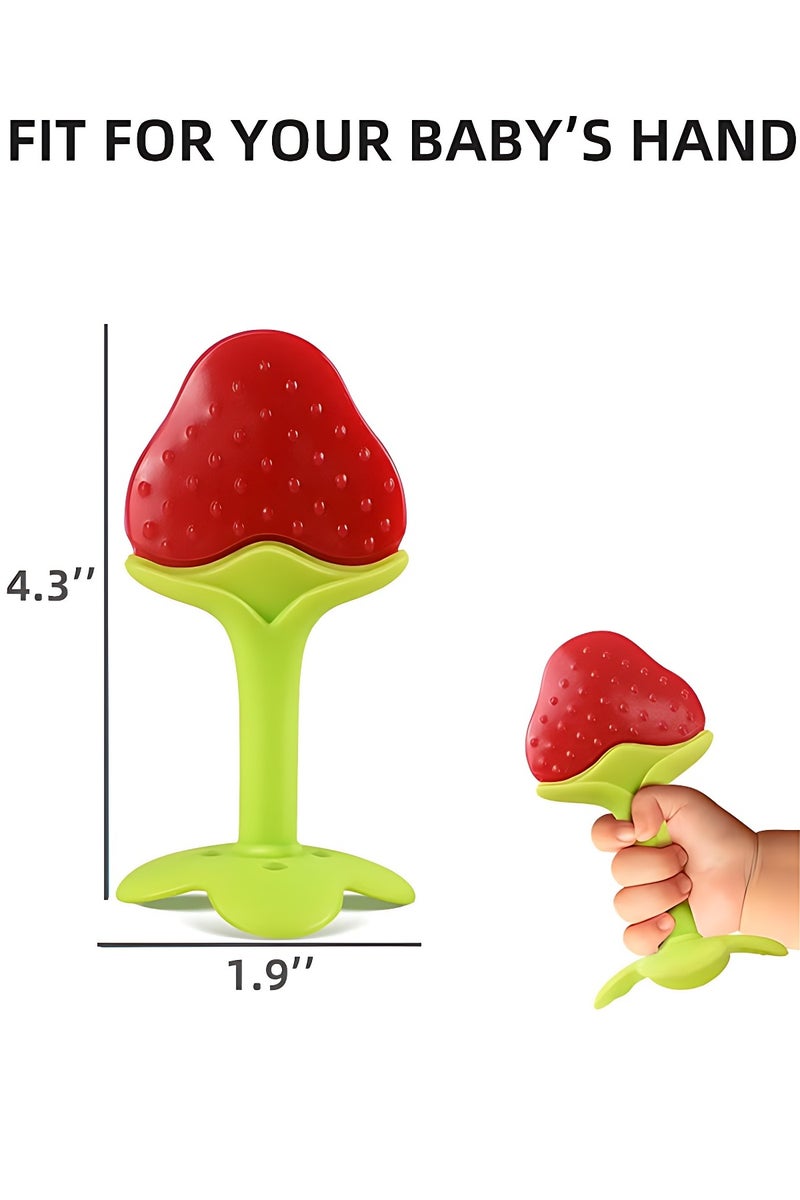 أوجا 4 حزمة من ألعاب عضاضة الأطفال مع البرتقال والفراولة وشرائط طويلة، عضاضة أطفال خالية من مادة BPA للأولاد والبنات - Image 4