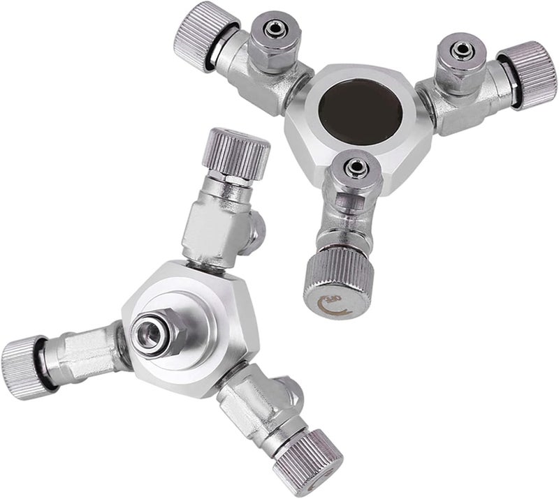 2 - Way and 3 - Way CO2 Splitter Valve, Aquarium CO2 Regulator Distributor, High - Stainless Steel Needle Valve with Constant Pressure Design for 4/6mm Air Line, Compatible with (3 in 1) - Image 3