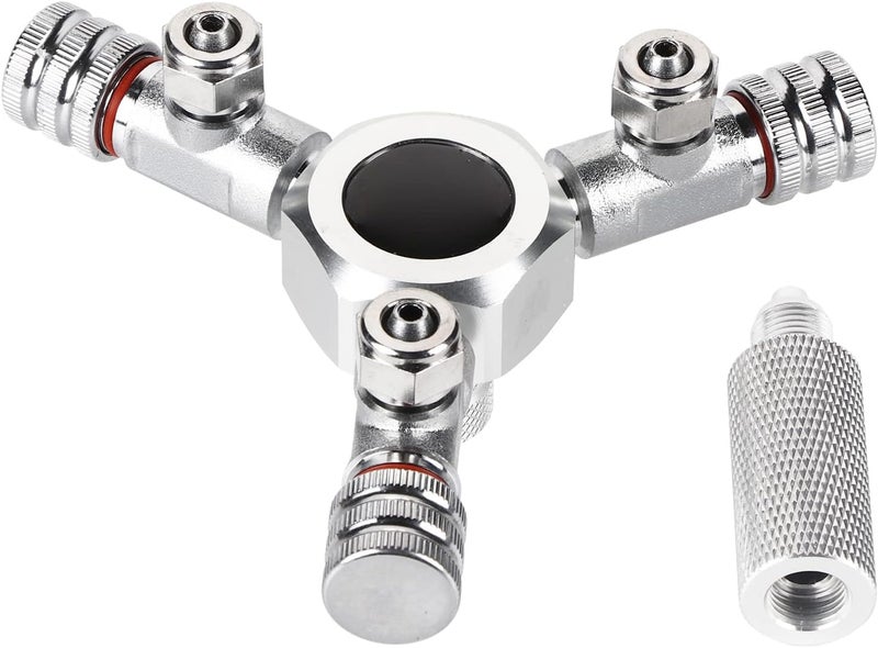2 - Way and 3 - Way CO2 Splitter Valve, Aquarium CO2 Regulator Distributor, High - Stainless Steel Needle Valve with Constant Pressure Design for 4/6mm Air Line, Compatible with (3 in 1) - Image 1