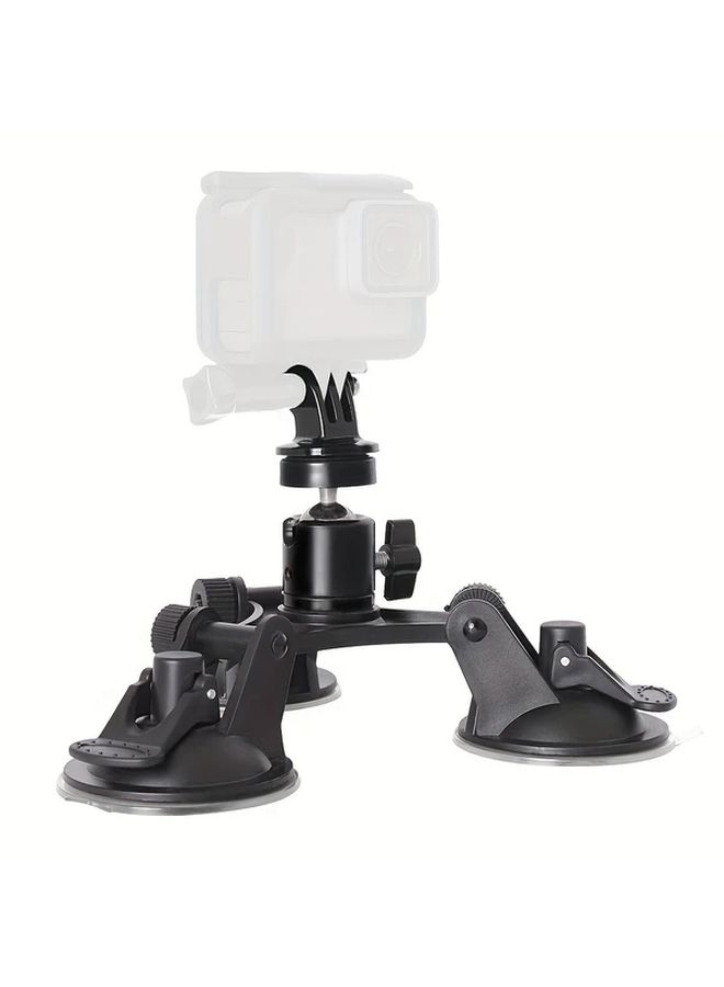 Triple Suction Cup Car Mount With Smart Phone Clip For Action Cameras And DSLR Dashboard Holder - Image 4