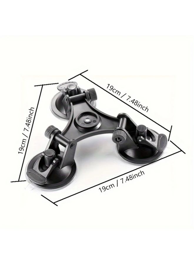 Triple Suction Cup Car Mount With Smart Phone Clip For Action Cameras And DSLR Dashboard Holder - Image 2
