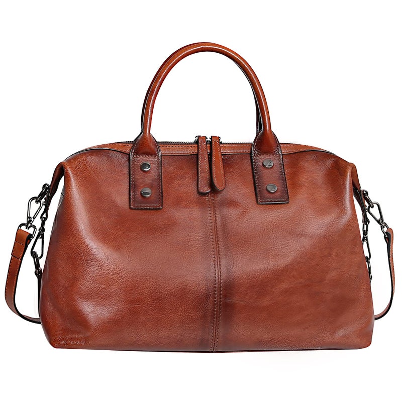 Iswee Satchel Bags Retro Leather Purses for Women Handbags Shoulder Bags Luxury Tote Hobo Cross Body Work Doctor Bag Pocketbooks (Brown) - Image 3