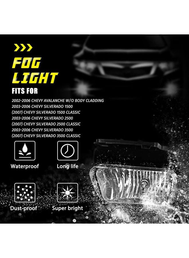 TOPSCOPE Fog Lights Replacement Compatible with Chevy Silverado 2003-2007 All Models Avalanche 2002-2006 Fog Lamps with Bulbs - Image 3