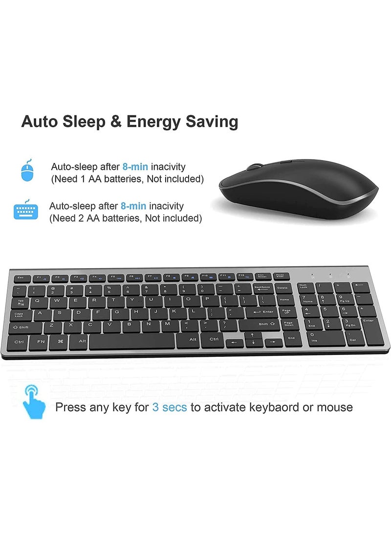 Wireless Keyboard and Mouse  2.4G Ergonomic and Slim Wireless Computer Keyboard Mouse Designed for Windows, PC, Laptop,Tablet Black Grey - Image 3