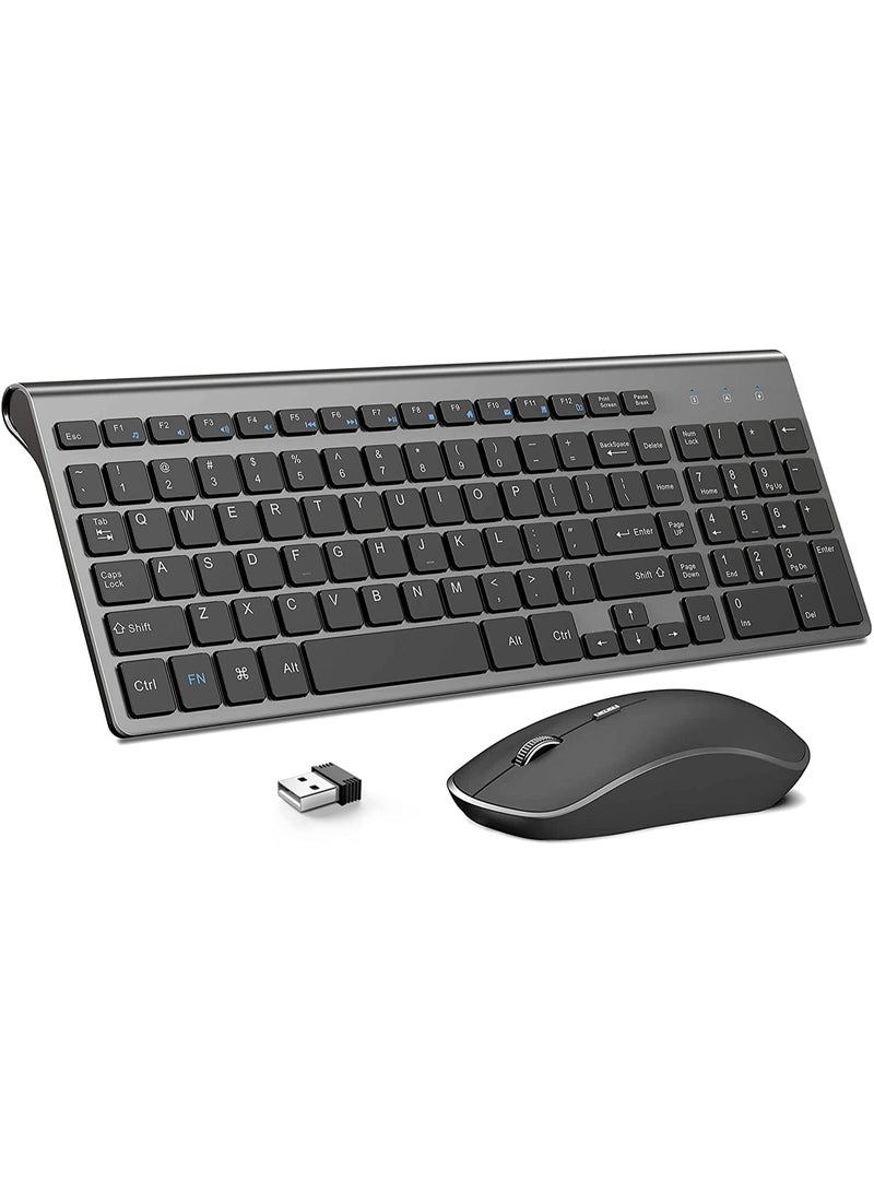 Wireless Keyboard and Mouse  2.4G Ergonomic and Slim Wireless Computer Keyboard Mouse Designed for Windows, PC, Laptop,Tablet Black Grey - Image 1
