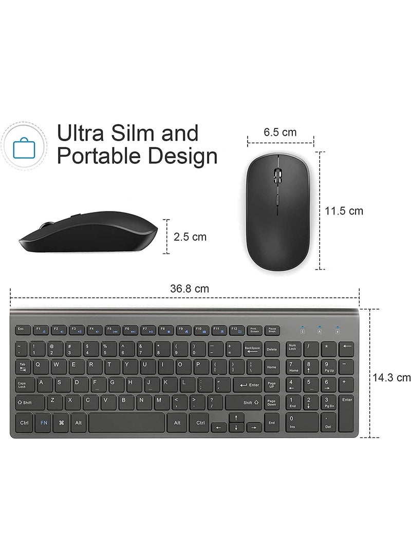 Wireless Keyboard and Mouse  2.4G Ergonomic and Slim Wireless Computer Keyboard Mouse Designed for Windows, PC, Laptop,Tablet Black Grey - Image 5