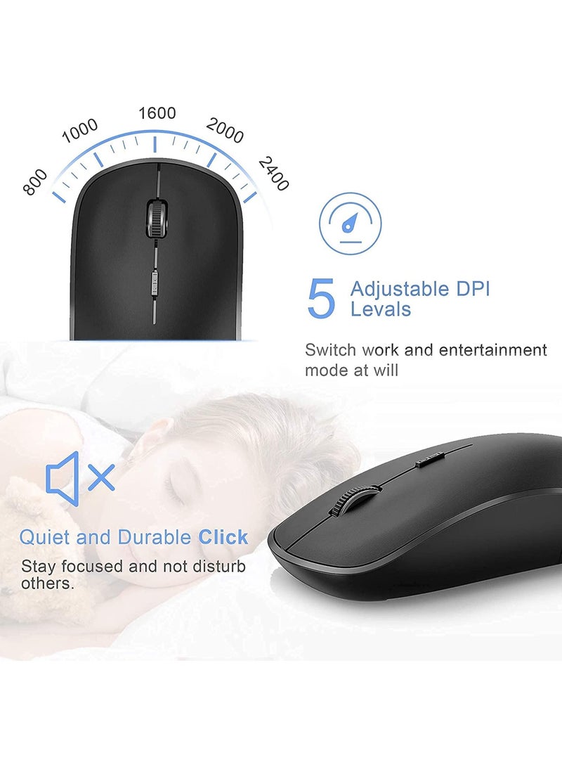 Wireless Keyboard and Mouse  2.4G Ergonomic and Slim Wireless Computer Keyboard Mouse Designed for Windows, PC, Laptop,Tablet Black Grey - Image 4