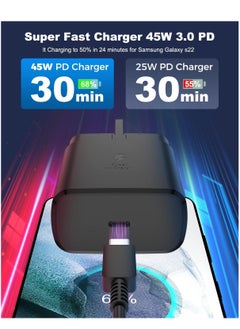 ESCASE 45W Super Fast Charger For Samsung Type C Plug with USB C Cable, Wall Charger Plug Adaptor and Cable Compatible With Samsung Galaxy S24 Ultra/S24 Plus/S23 FE/S24/S22/S21 S20,A54 A25 A15 A05S A53 A34 A23 5G,Z Fold 4 5/Z Filp,Tab S7 S8 S9 Black  - Image 4