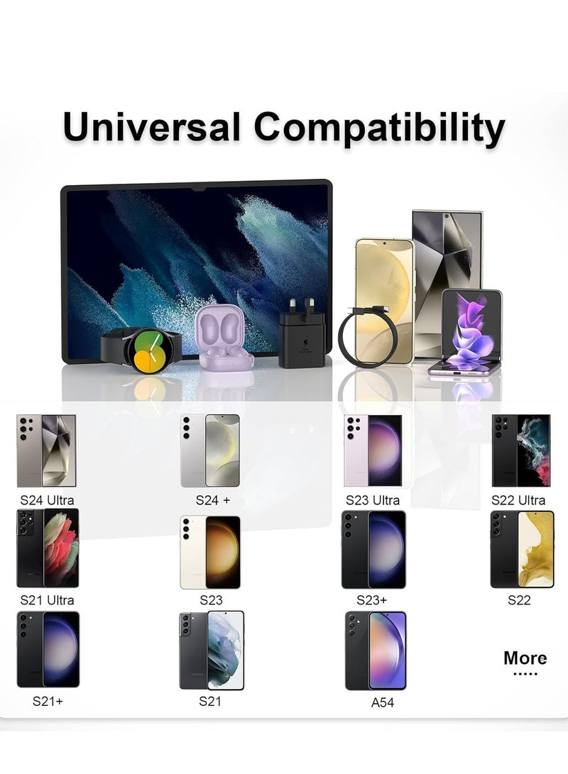 ESCASE 45W Super Fast Charger For Samsung Type C Plug with USB C Cable, Wall Charger Plug Adaptor and Cable Compatible With Samsung Galaxy S24 Ultra/S24 Plus/S23 FE/S24/S22/S21 S20,A54 A25 A15 A05S A53 A34 A23 5G,Z Fold 4 5/Z Filp,Tab S7 S8 S9 Black - Image 2