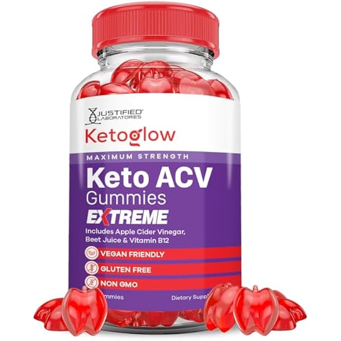 Justified Laboratories Keto Glow Keto ACV Gummies Extreme 2000MG Ketoglow Keto Gummies Apple Cider Vinegar Formulated with Pomegranate Beet Juice Powder B12 Vegan Non GMO 60 Gummys - Image 1