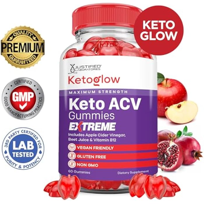 Justified Laboratories Keto Glow Keto ACV Gummies Extreme 2000MG Ketoglow Keto Gummies Apple Cider Vinegar Formulated with Pomegranate Beet Juice Powder B12 Vegan Non GMO 60 Gummys - Image 2