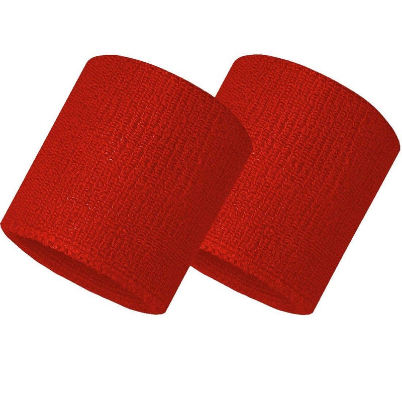 رباط رأس و معصم للرياضة، صالة الألعاب الرياضية، تمارين اليوغا (1 رباط رأس - 2 رباط معصم) حزام لياقة بدنية للجنسين (أحمر)