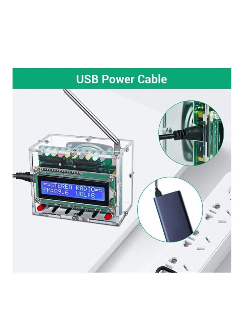 مشروع اللحام، مجموعة راديو FM من Icstation مع أضواء LED، مجموعة ممارسة اللحام DIY، شاشة LCD، تردد FM 87-108 ميجاهرتز، مجموعة راديو رقمية للتعلم والتعليم في STEM، باللون الأخضر - Image 3