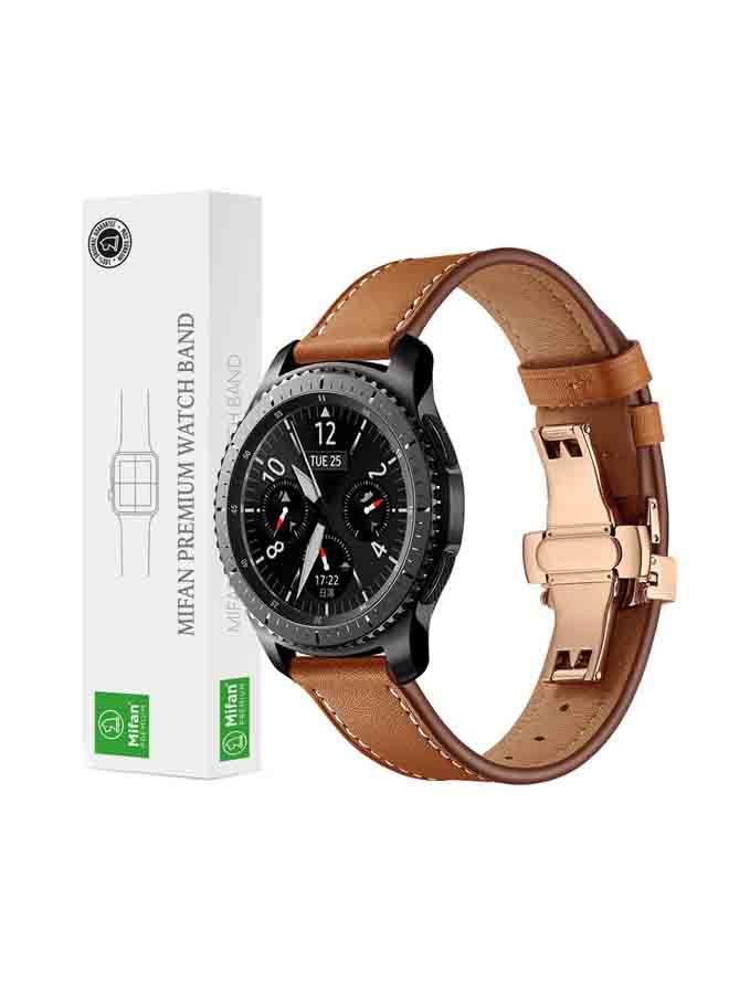 NIBEMINENT Replacement Band For Samsung/Huawei/Garmin/Fossil Smartwatch 22 mm Brown