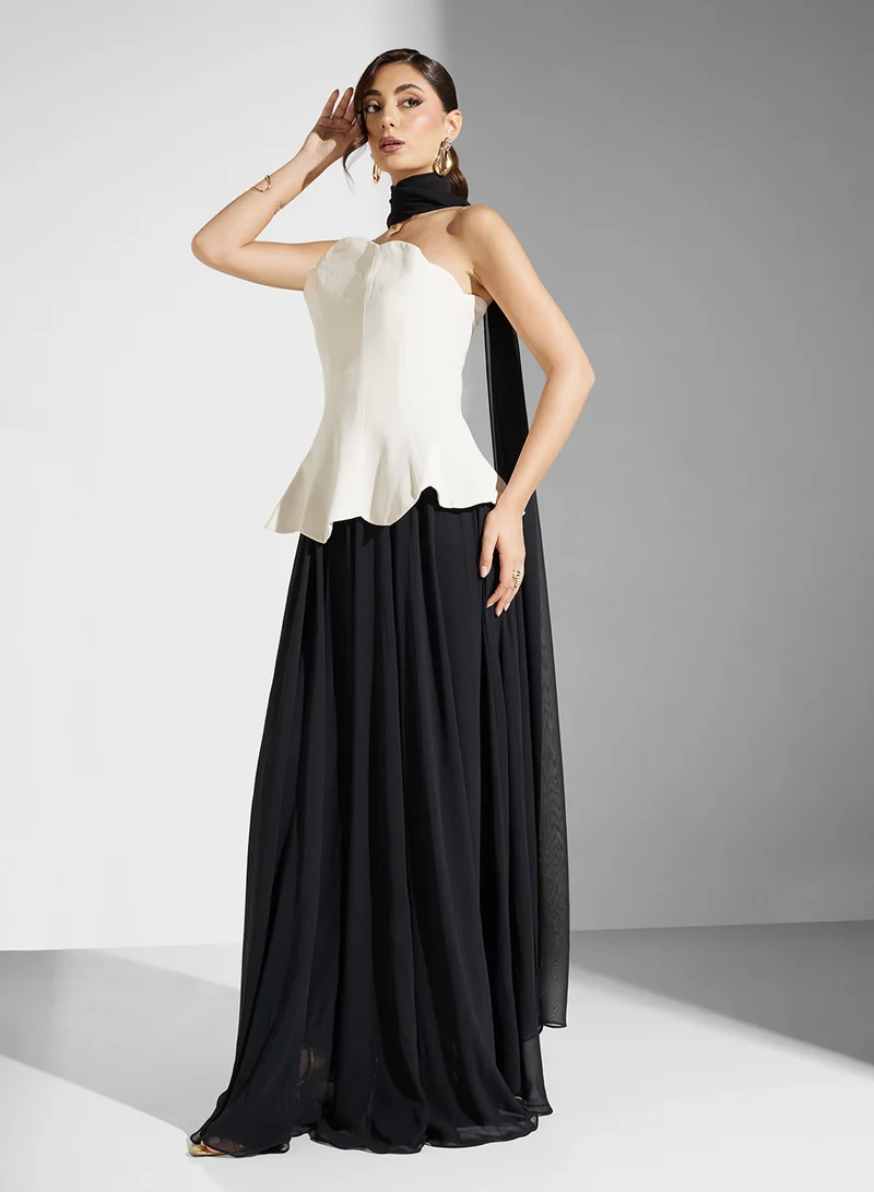 Akadia Fashion CORSET TOP CHIFFON DRESS