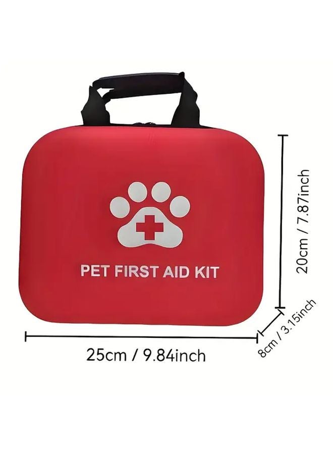 87pcs Red Outdoor Pet First Aid Kit Compact Portable Bag for Dogs Cats Hiking Camping - Image 3