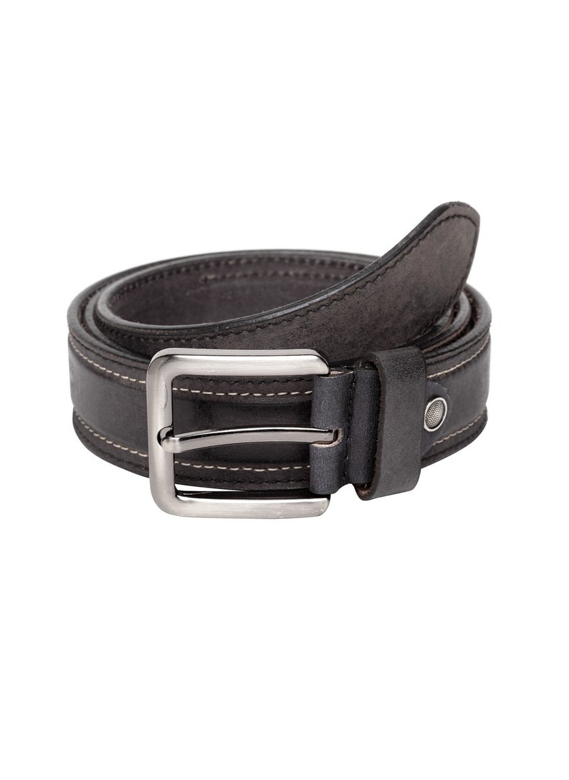 TEAKWOOD Genuine Leather Casual Black Belt for Men  - Image 1