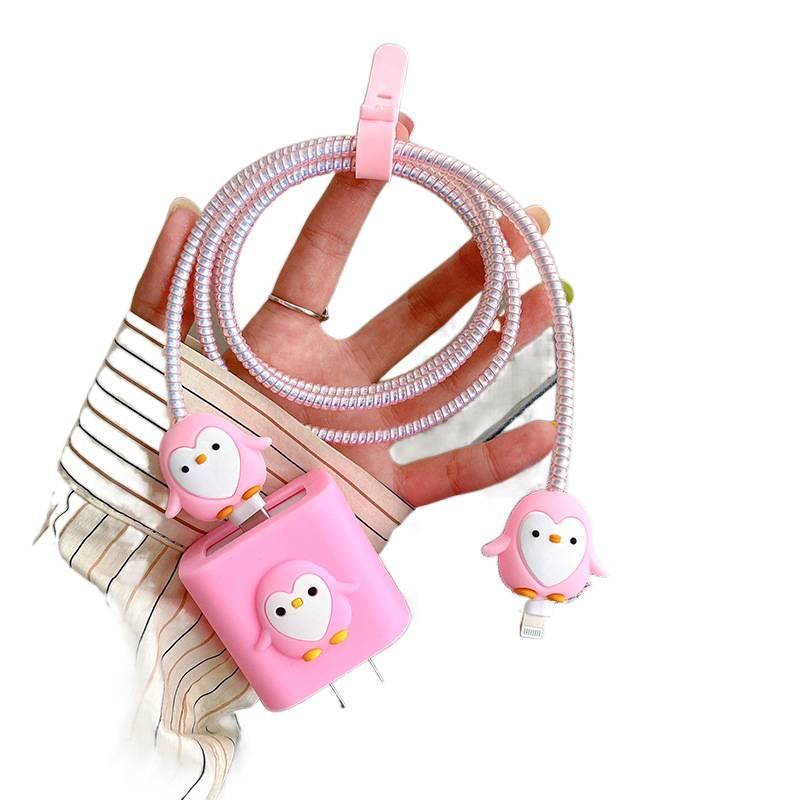 20W Charger Head and Cable End Protector Set with Cute Style in White with Decorative Design Anti Bend Protection and Daily Cable Care - Lilac Ribbon - Image 3