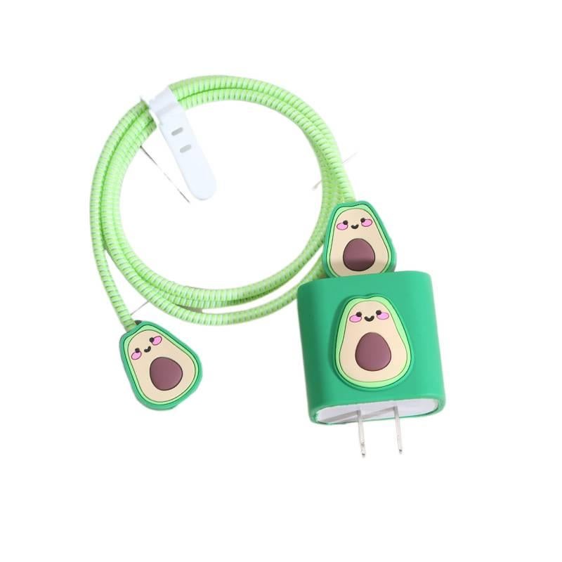 20W Charger Head and Cable End Protector Set with Cute Style in White with Decorative Design Anti Bend Protection and Daily Cable Care - Lilac Ribbon - Image 1
