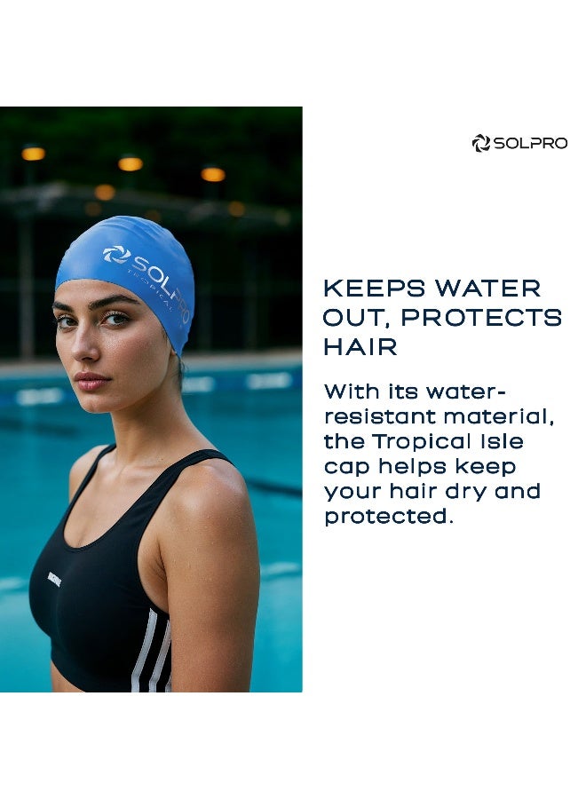 SOLPRO Tropical Isle Swimming Cap (Blue) - Image 3