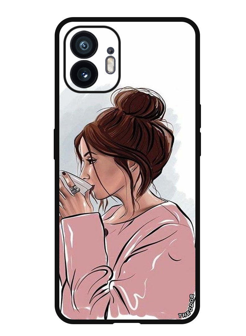 Theodor Protective Case Anti Scratch Shock Proof Bumper Cover For Nothing Phone (2) Girl Drinking Coffee 1 - Image 1