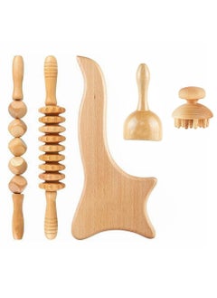 Generic Beech Wood Therapy Massage Tools Set Of 5 Wood Therapy Tools Body Sculpting Lymphatic Drainage Massager Anti Cellulite Set For Muscle Pain Relief Cellulite Body Sculpting And Sculpting  - Image 1