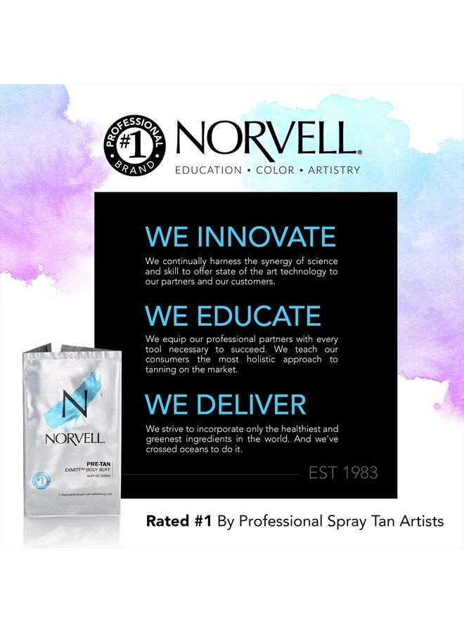 norvell Pre Sunless Tan Body Buff eXmitt - Exfoliate, Prime and pH Balance, 1 Disposable/Single-Use Exfoliating Mitt for use before Self Tanner - Image 2