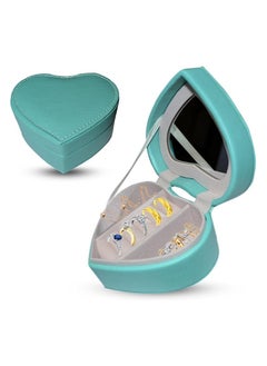 Jewelry Travel Case - Small Organizer - Portable Box Storage Organizer Display For Rings Earrings Necklaces Gifts Compact & Lightweight with Mirror, jewelry box organizer (Green)