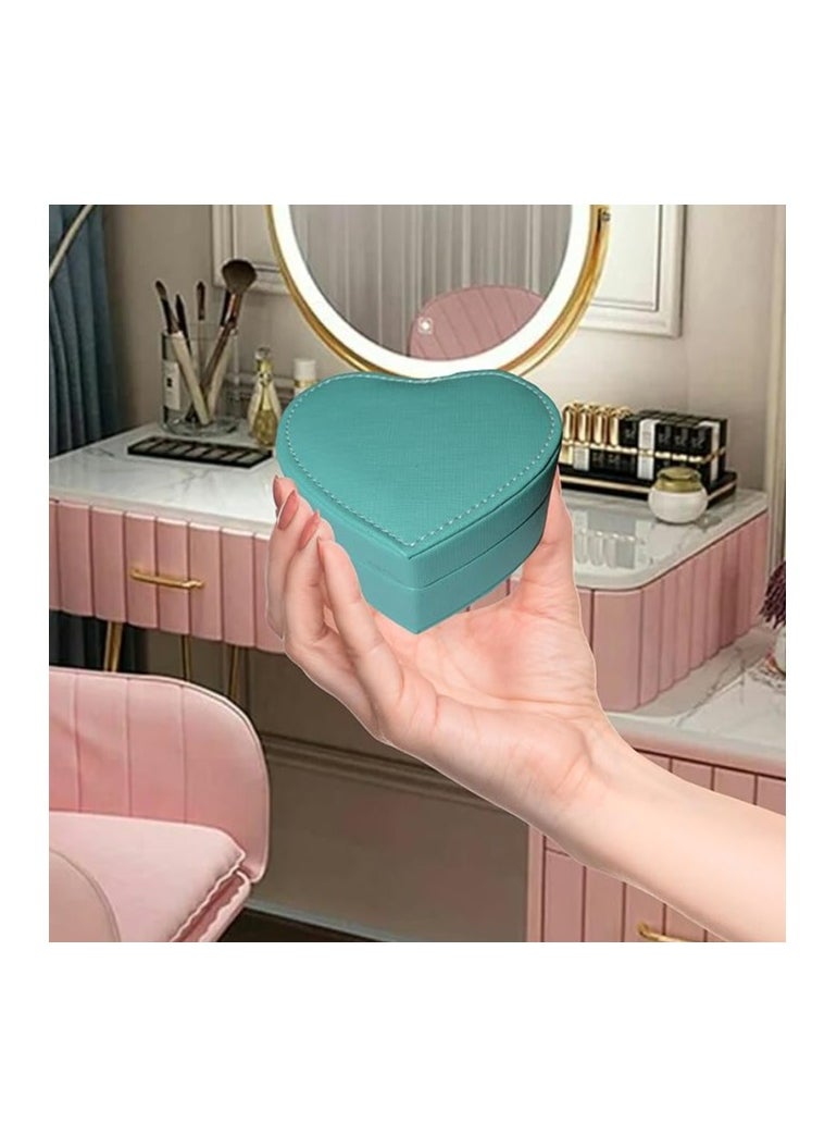Generic - Jewelry Travel Case - Small Organizer - Portable Box Storage Organizer Display For Rings Earrings Necklaces Gifts Compact & Lightweight with Mirror, jewelry box organizer (Green) - Image 1